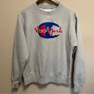 Champion Gray Crewneck New York Sweater Men’s Medium Vintage Y2K